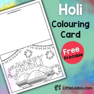 Holi colouring Card printable