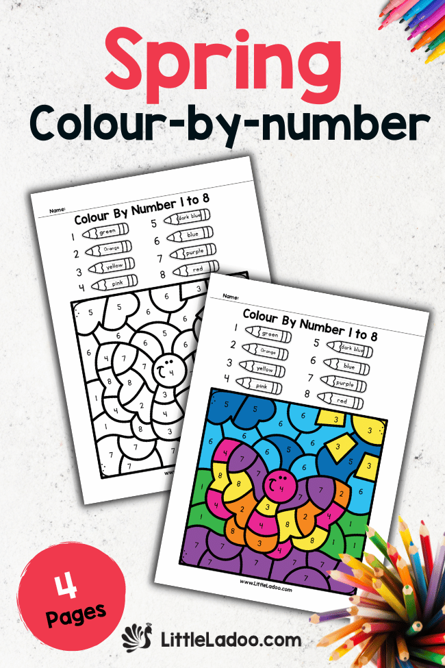 Spring colour by number Printable