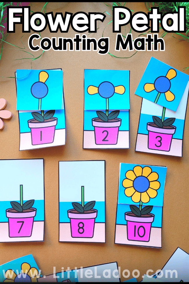 Spring flower petals counting Math Printable 