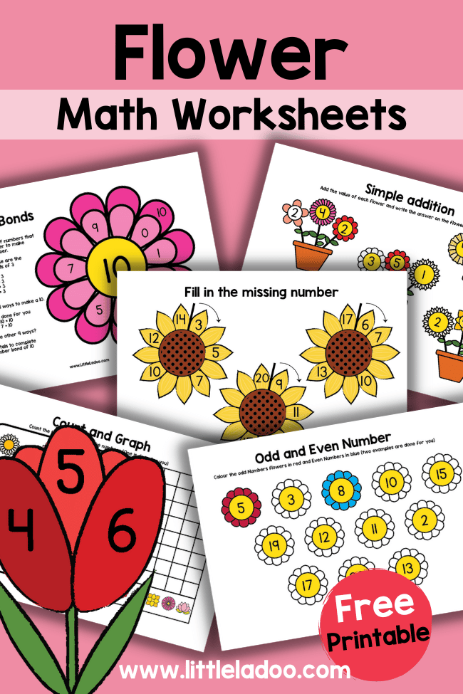 Flower Math worksheets 