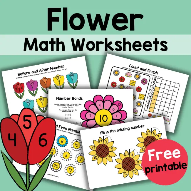 Flower Math worksheets