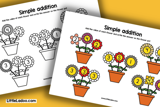 Flower Simple addition worksheet