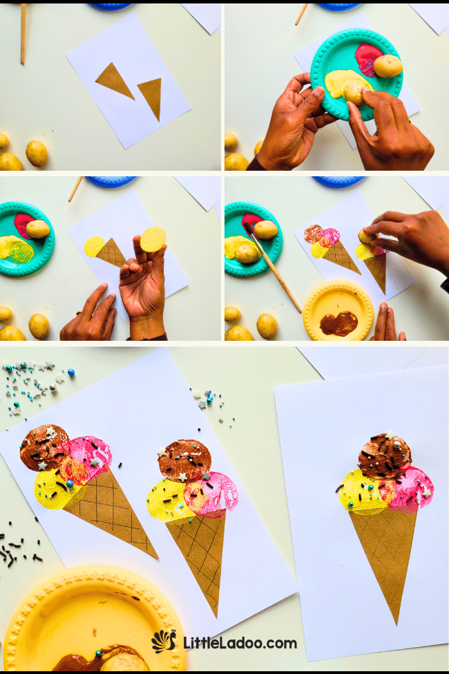 Potato Stamp Ice cream craft 