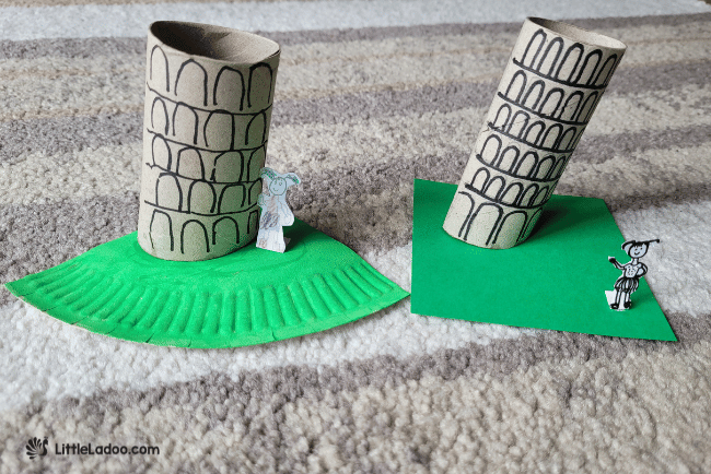 Leaning Tower of Pisa Craft made with toilet paper roll