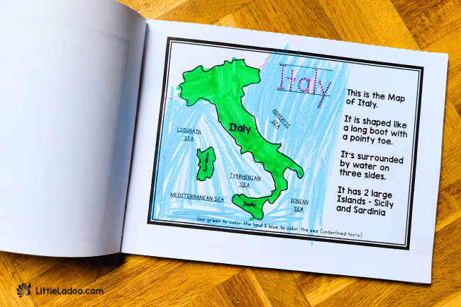 Italy Map printable for kids