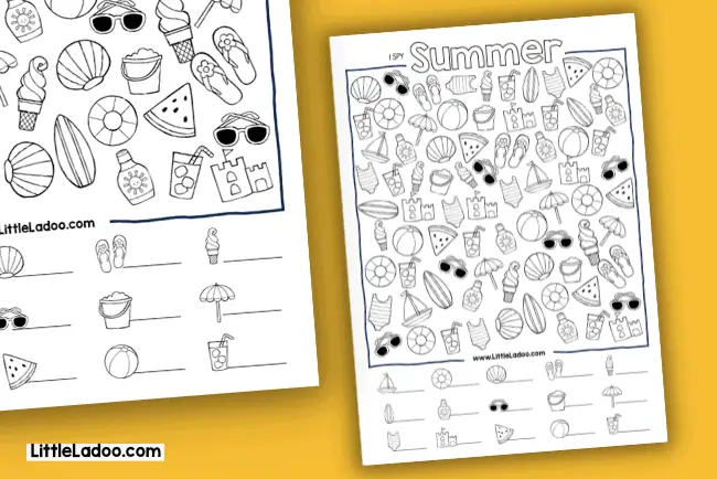 I Spy summer Free Printable