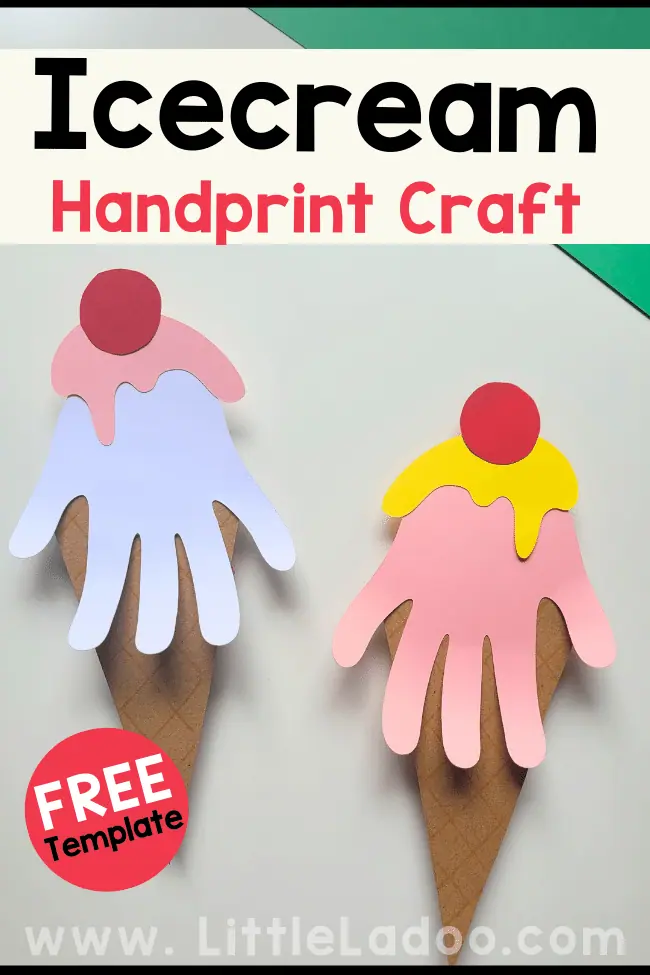 Handprint ice cream craft free template 