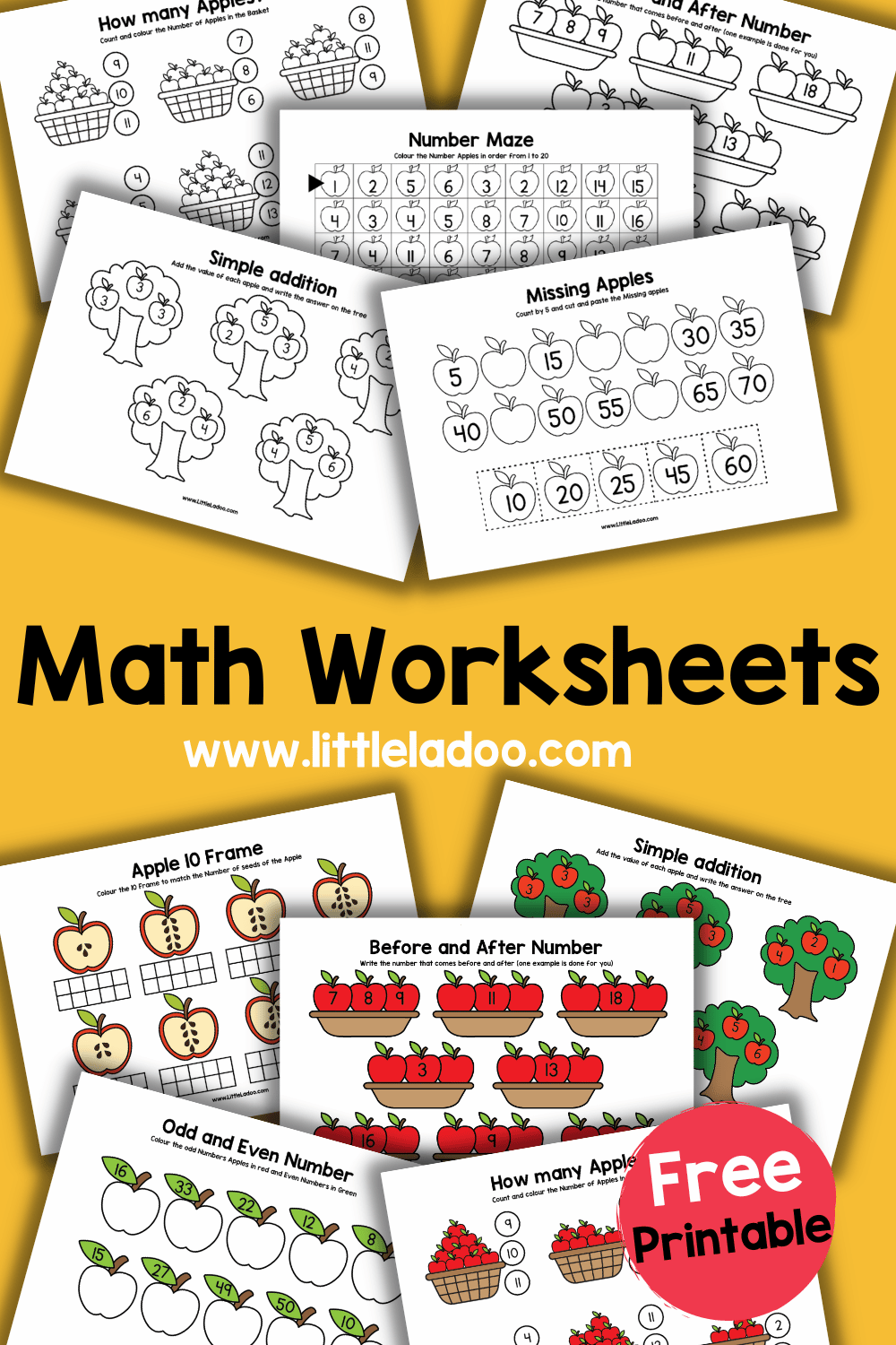 Apple Math Worksheets Free printable