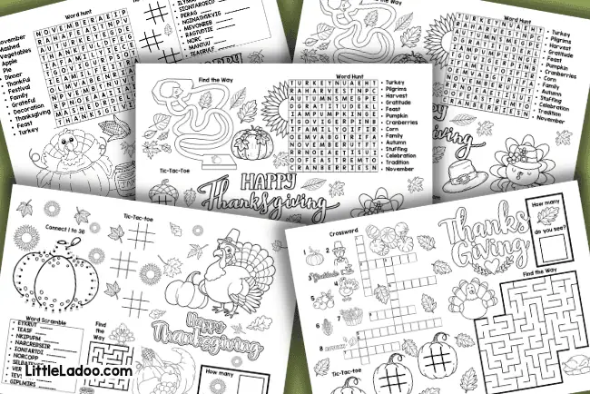 Thanksgiving Activity Placemat Printable