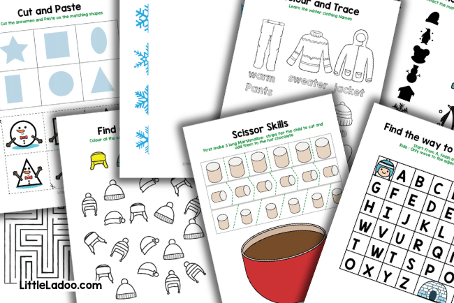 Preschool Winter Worksheets for kids