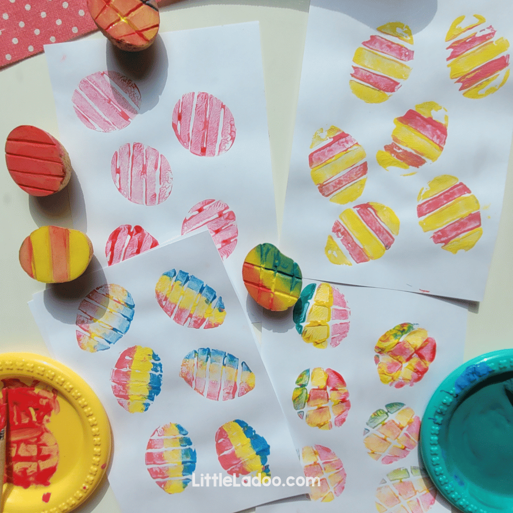 Potato Stamp Easter Eggs