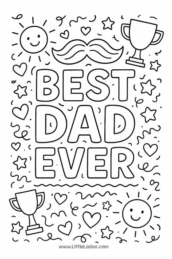 Best dad ever colouring page