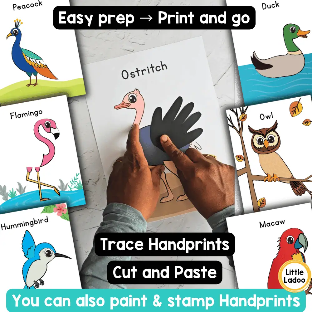 Ostrich handprint craft