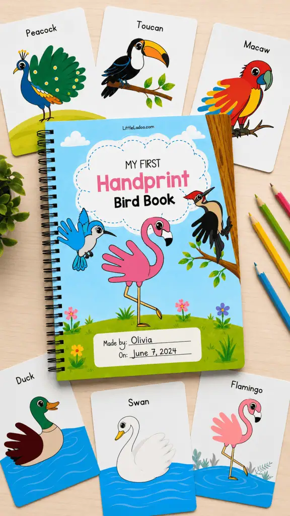 Handprint birds craft book
