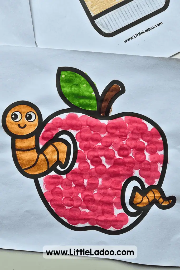 Worm in an Apple Craft - dot marker Craft